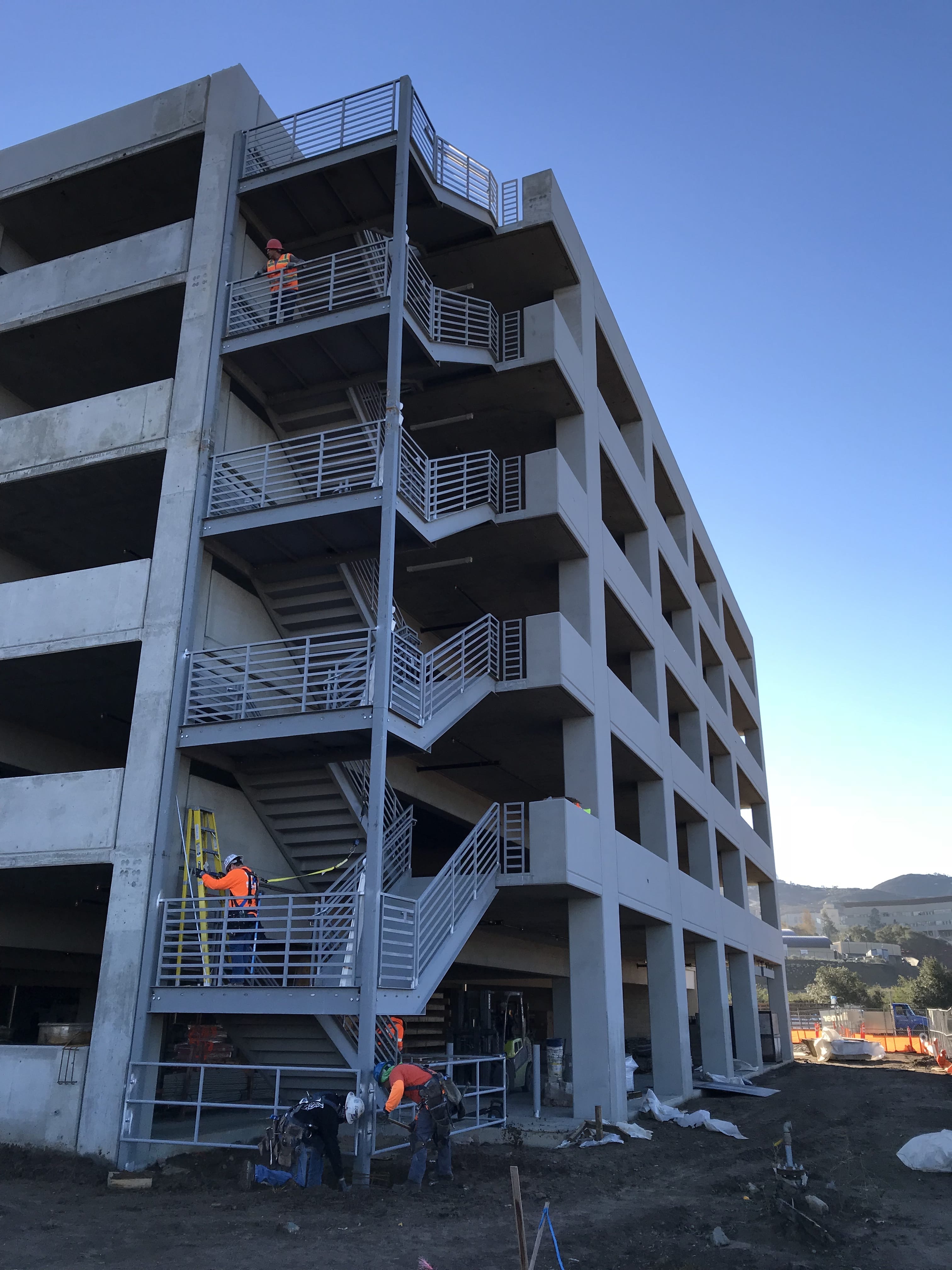 Steel framework on a parking structure under construction